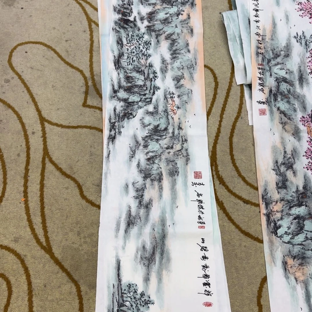 国画杨志杰四尺对开童