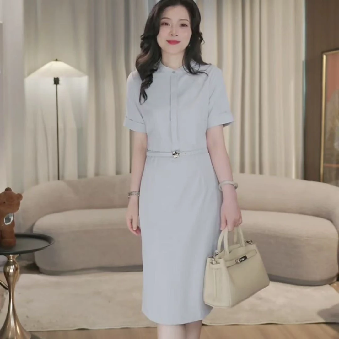 【涵舒可】腰带无领连衣裙