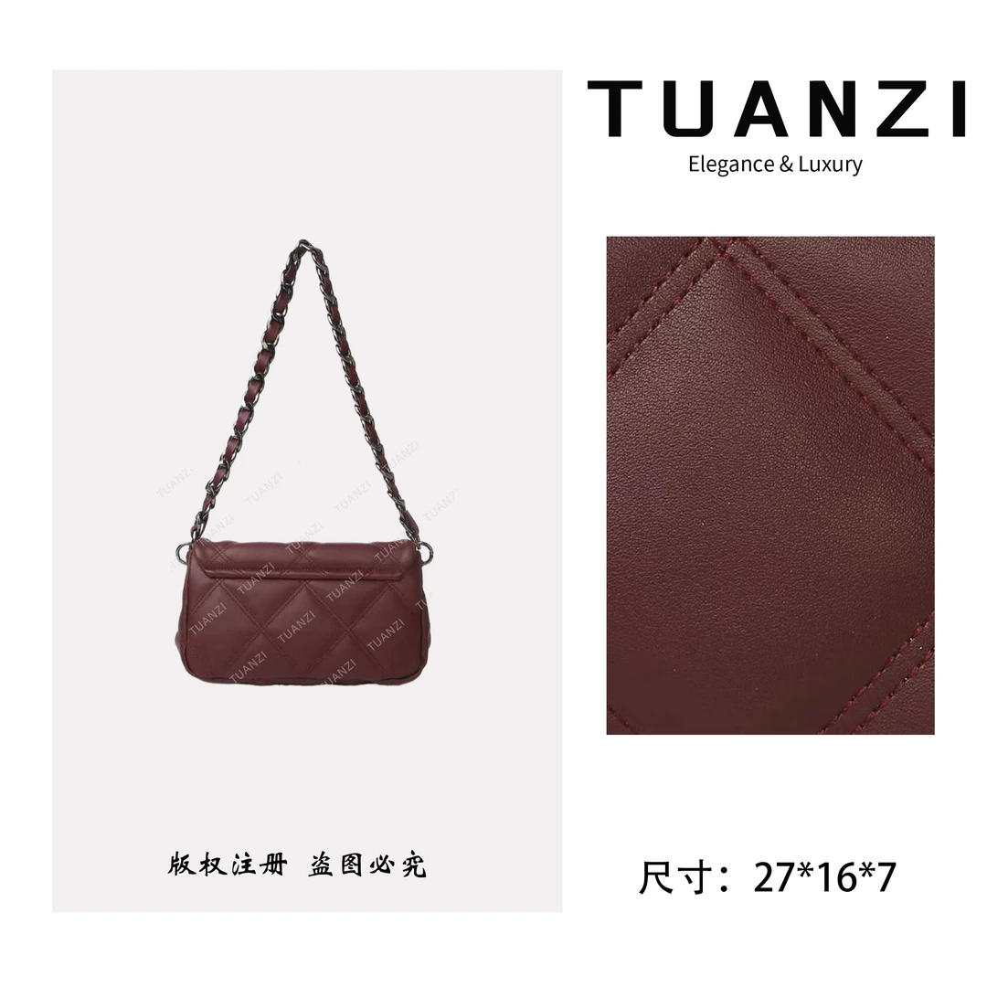 TUANZI『高端玩家』秋冬新款27cm原创设计女包 SKL-7759-1-酒红