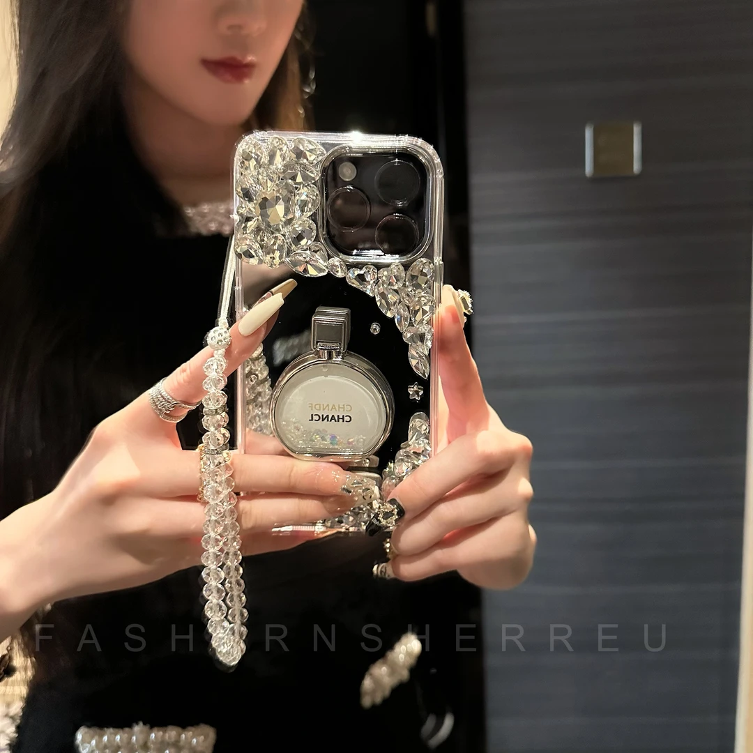 iPhone16promax新款香水瓶支架手机壳适用于苹果15保护套14镜面13