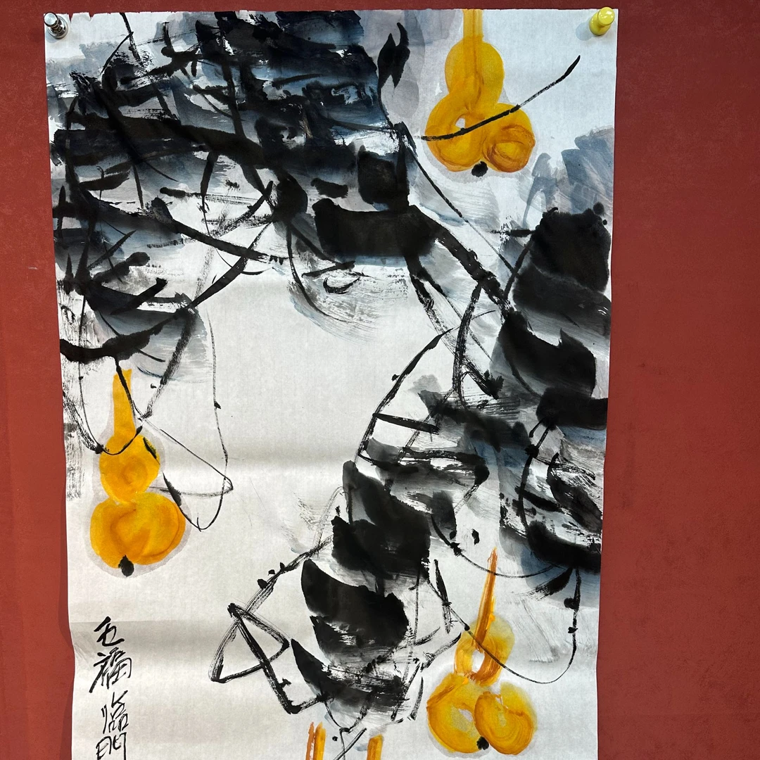 释隆一《五福临门》宣纸180*70cm