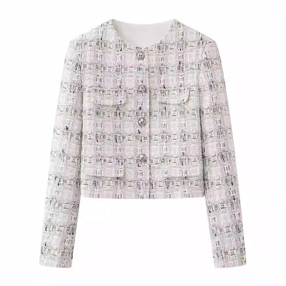 艾家商场同款轻奢2026春季时尚名媛千金小香风粗花呢短外套女1181