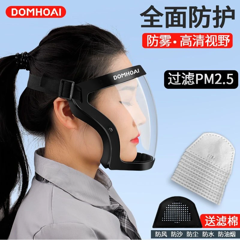 防护面罩高清防粉尘全脸透气透明打磨打农药不起雾防飞沫头罩成人