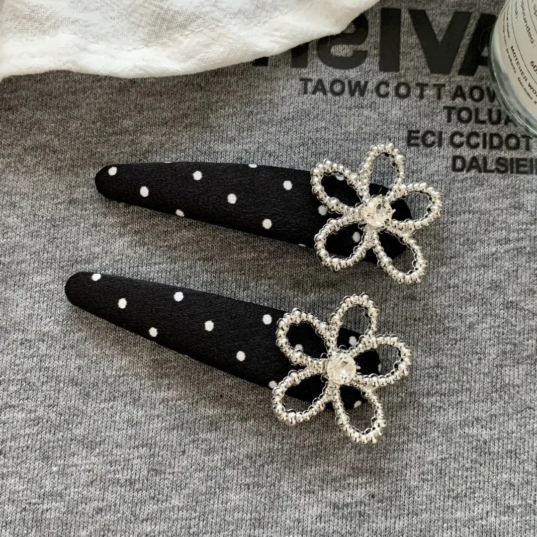 波点闪钻花朵发夹女前额侧边发卡刘海夹碎发边夹2025新款高端发饰