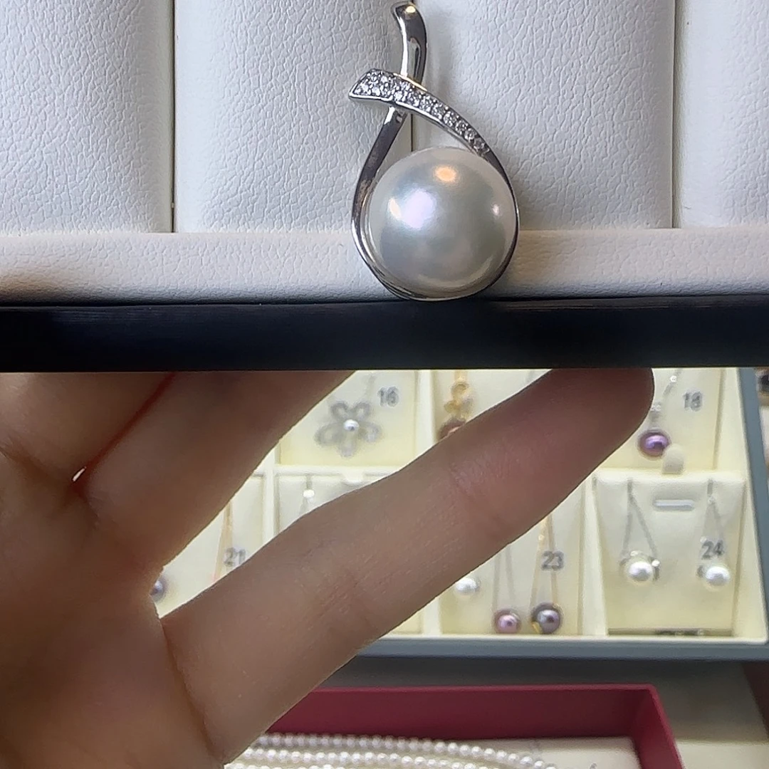 淡水珍珠颈饰银S925镶嵌11～12吊坠