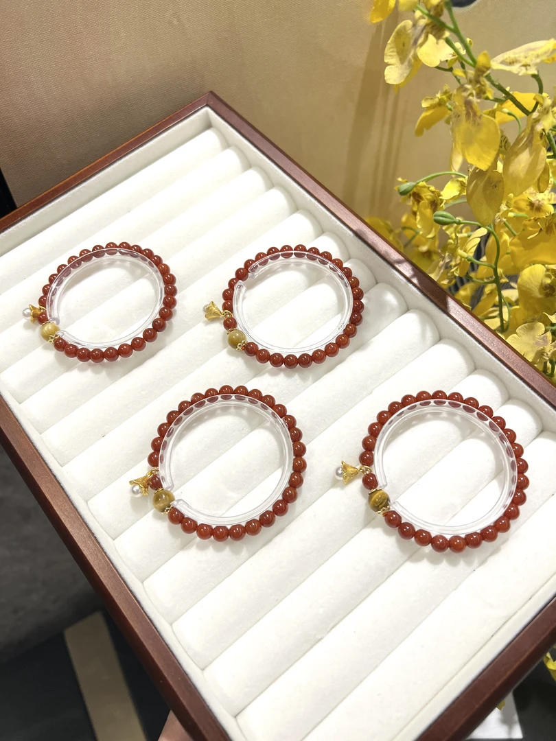 南红玛瑙手串6mm搭配虎眼石多样性发货