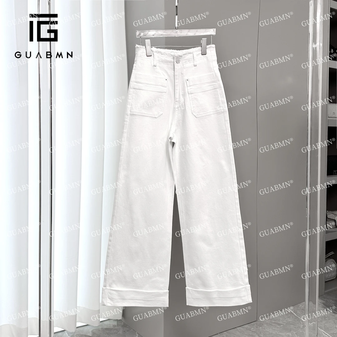 GUABMN2025夏季新款高腰直筒宽松显瘦极简小众阔腿裤3356-15
