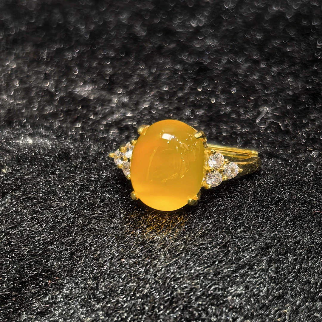 ST8110【任会长珠宝】九品帝王田黄玛瑙黄戒指-活口-送礼佳品
