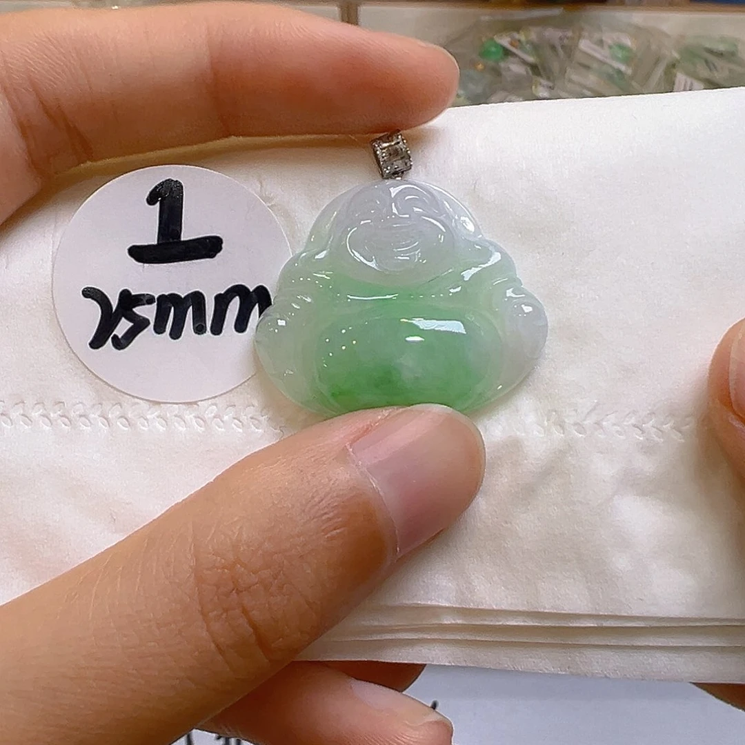 翡翠18K金镶嵌吊坠(不含链)翡翠