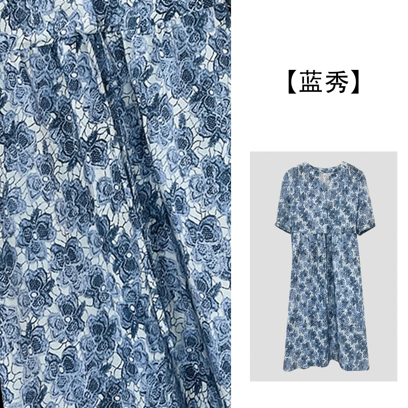 2025春夏新款复古国风百搭印花桑蚕丝女装中长款连衣裙5295