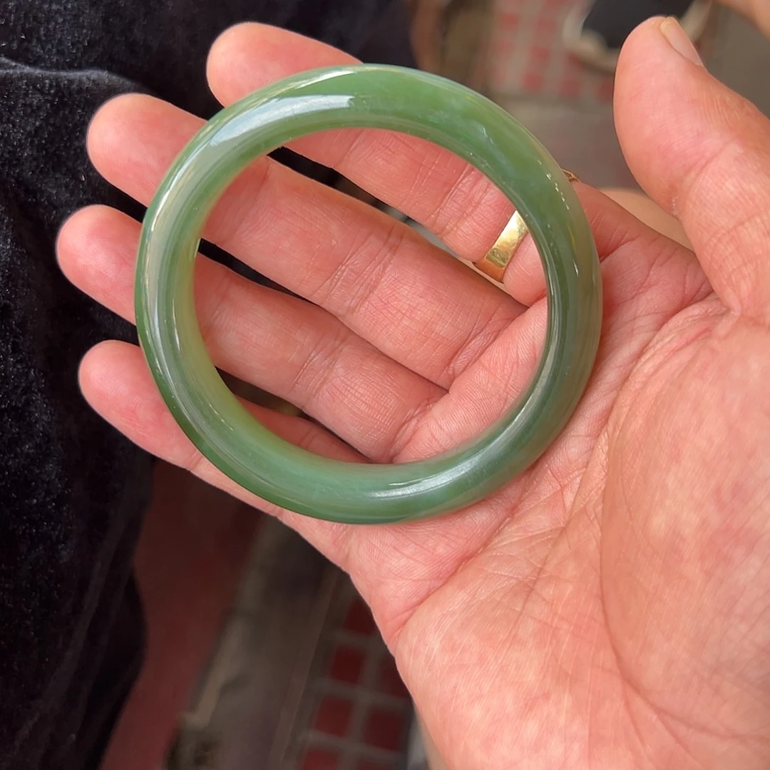 和田玉（黄玉）手镯未镶嵌冰丝猫眼俄料7号矿老坑种精品手镯大漏