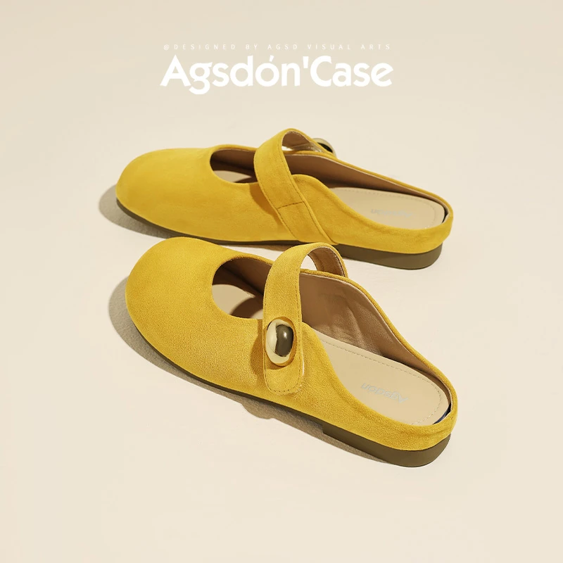 /奥古狮登多巴胺包头拖鞋女2025新款夏季外穿透气黄色芒果凉拖鞋Q