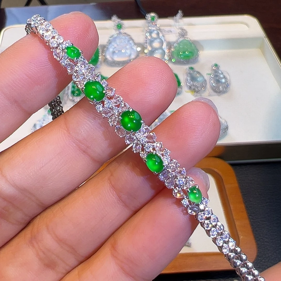 翡翠18K金镶嵌手链