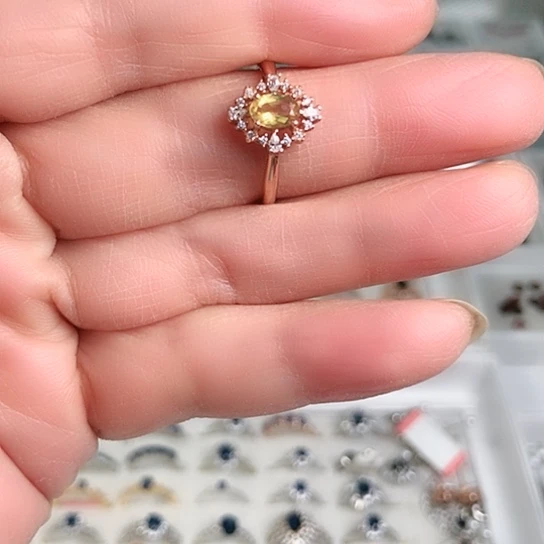 戒指银S925镶嵌黄晶