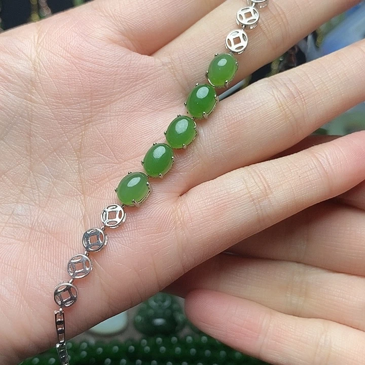 和田玉银S925镶嵌手链