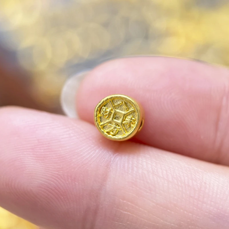 【金哆哆】足金999 八方来财中穿 5D黄金编绳手串配件DIY