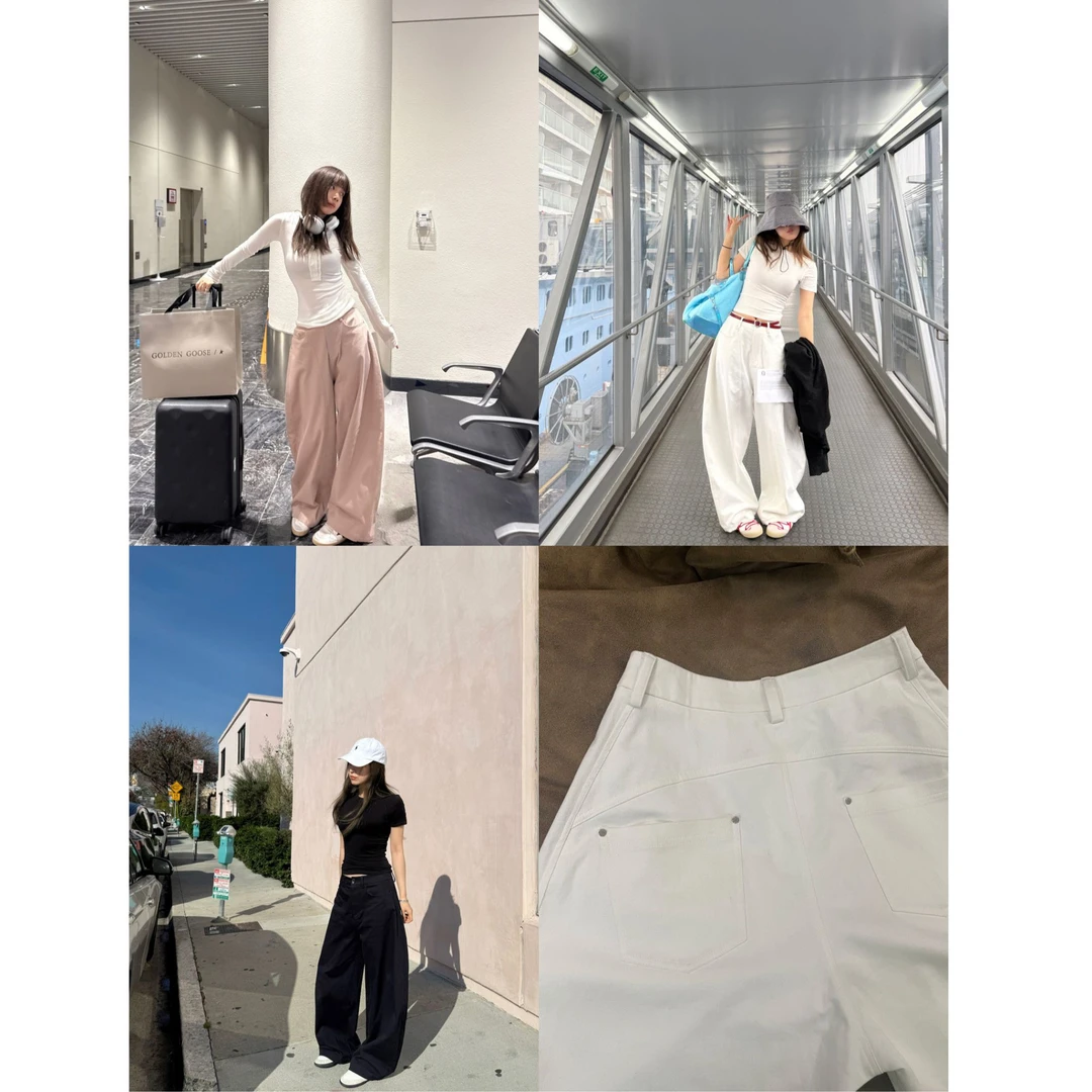 【弯刀裤】水洗阔腿长裤休闲时尚百搭显瘦高腰垂感韩版拖地裤20836