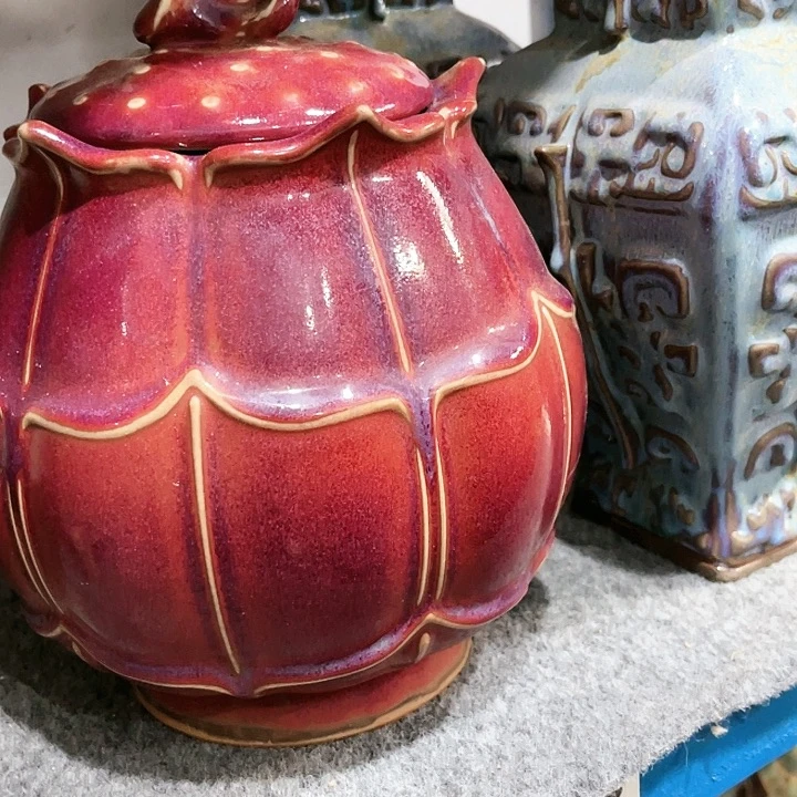 瓦当摆件摆件茶桌茶台陶瓷陶假*