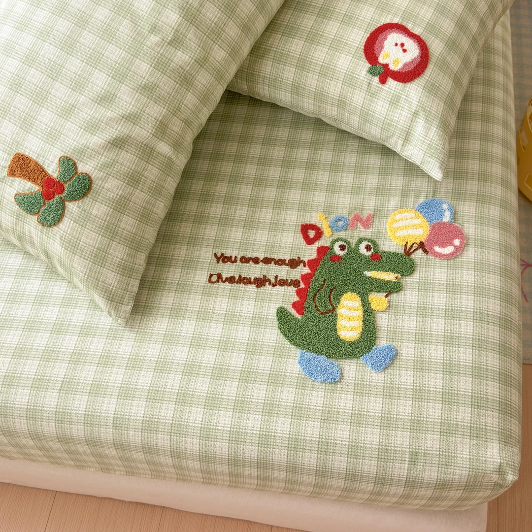 可爱纯棉床罩少女心可爱毛巾绣床垫保护罩防尘罩学生全棉床笠家用