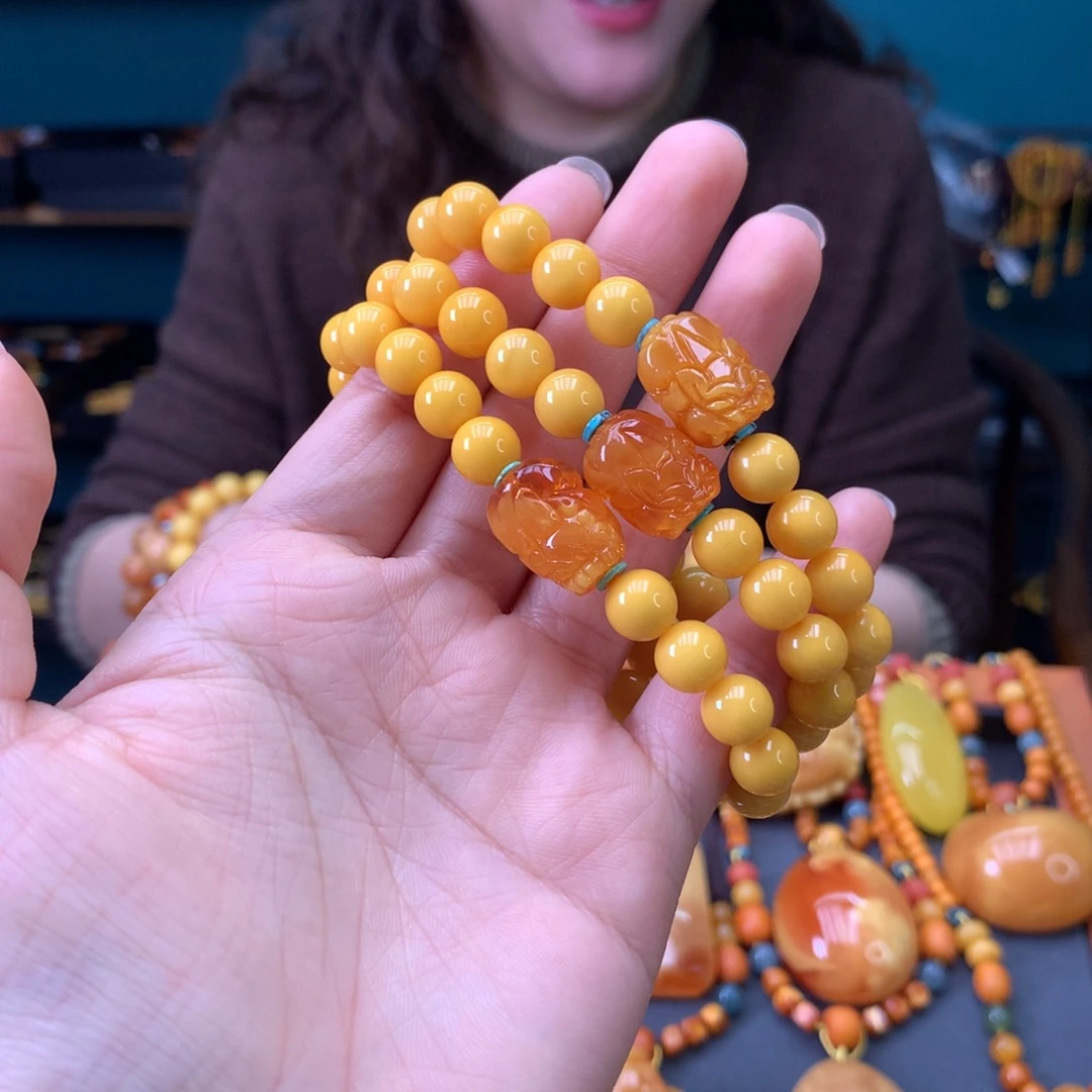 蜜蜡未镶嵌手串多样性发一