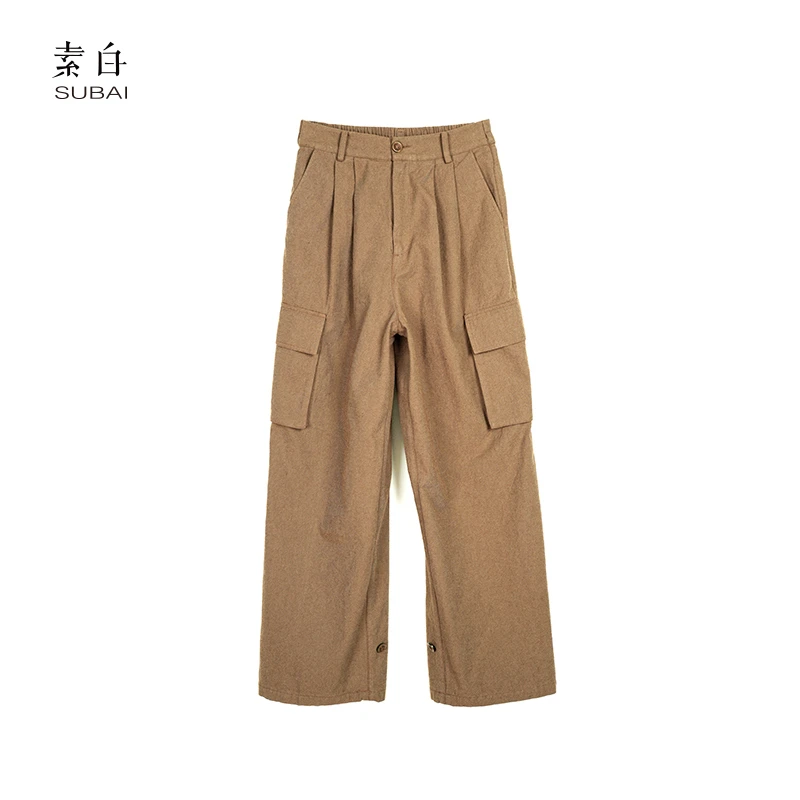 素白【十年】潮酷时尚复古松紧腰头显瘦百搭工装裤SB2412K01004