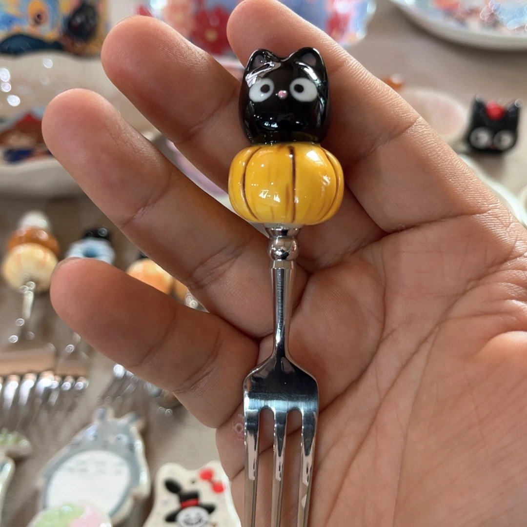 高***高瓷片好看的叉子一个