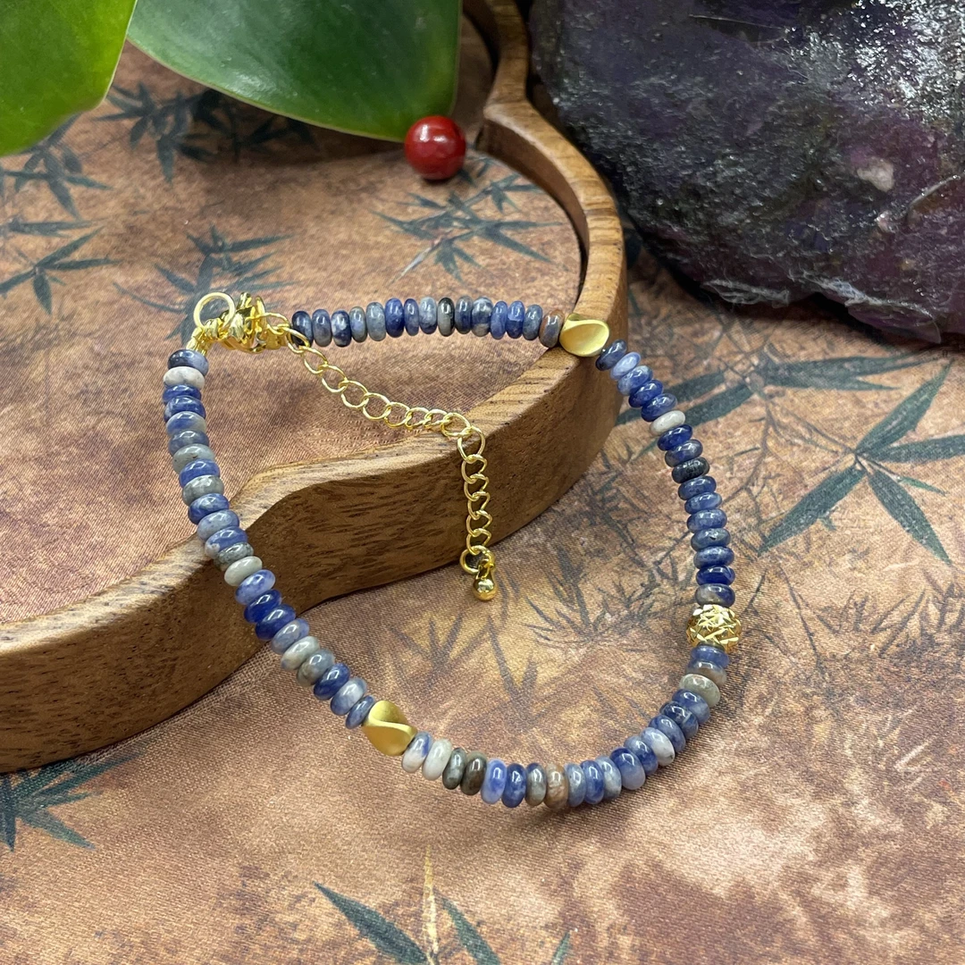 含辰砂工艺品【繁花珠宝甄选】含辰砂工艺品老矿星际蓝舒手链HX171