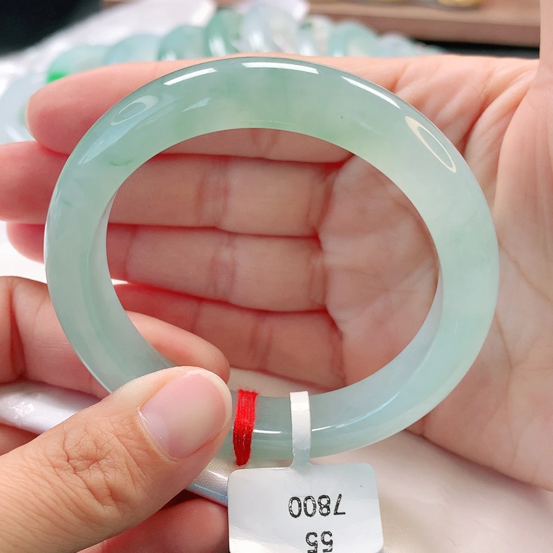 翡翠未镶嵌手镯55正