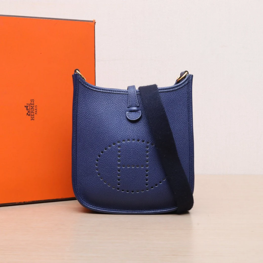 95新 Hermes/爱马仕 【双双】伊芙琳 Mini 16 73宝石蓝 TM皮 Y刻