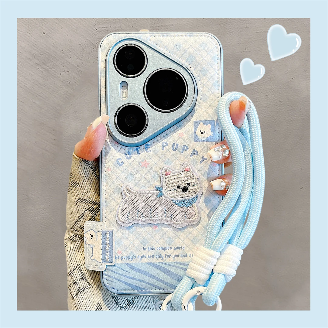 适用华为pura70pro+新款手机壳70Ultra趣味可爱刺绣西高地小狗pur