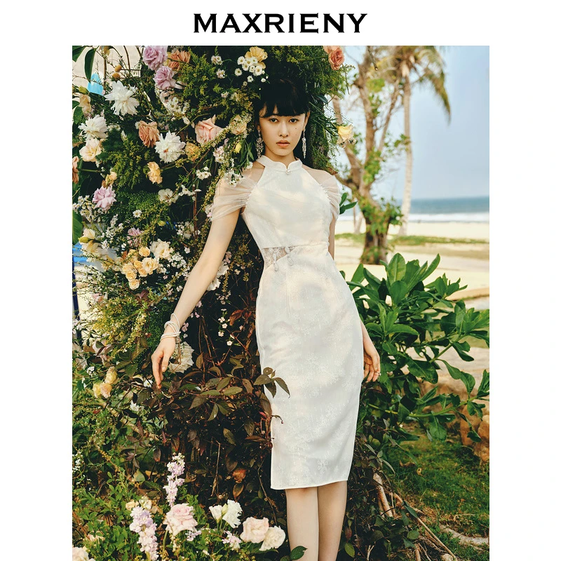 MAXRIENYMAXRIENY【新中式】国风新中式提花仙美度假连衣裙长款