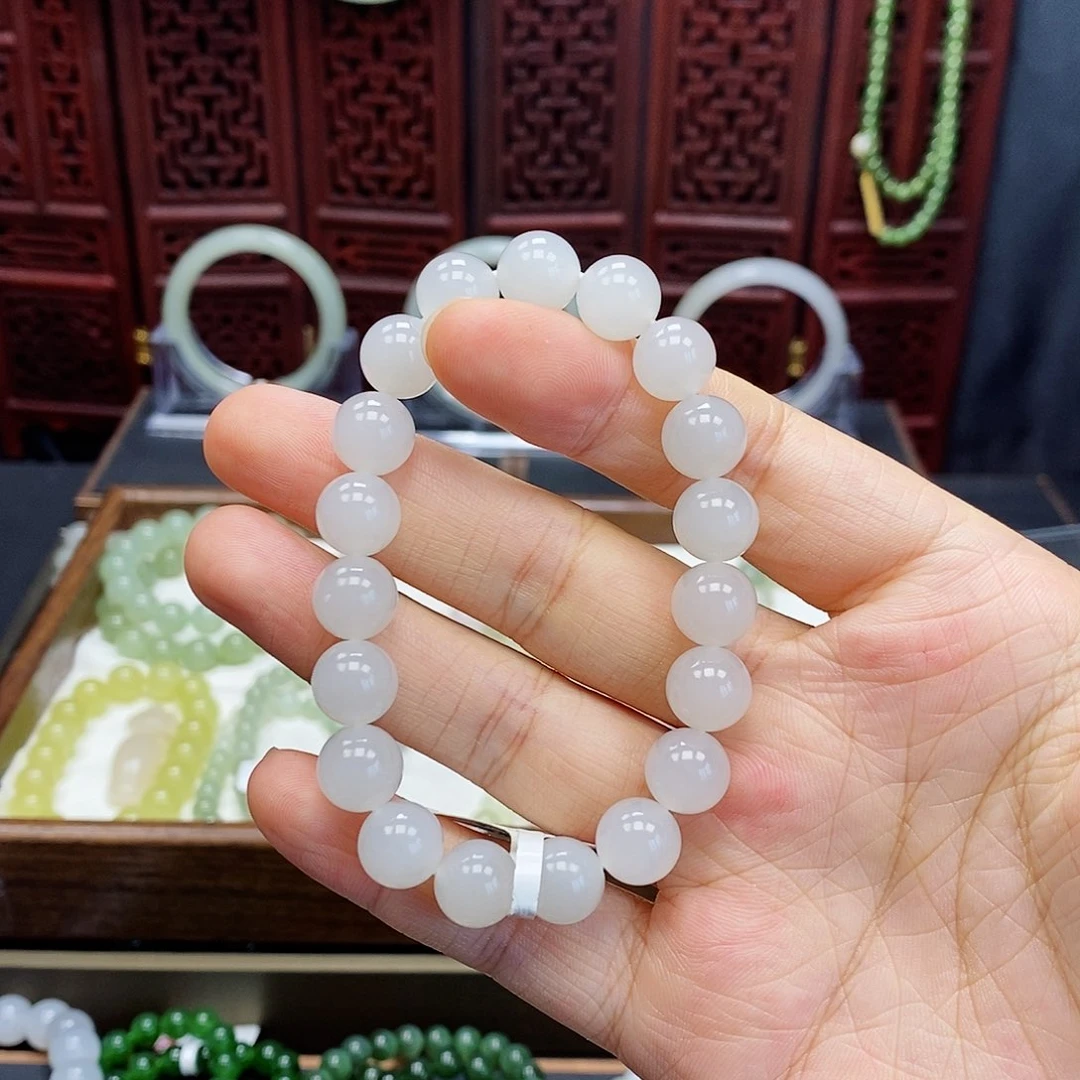 和田玉手串未镶嵌白玉10