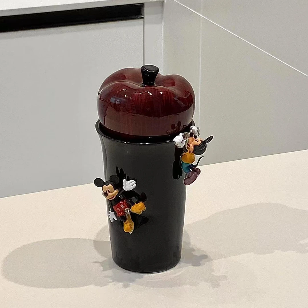 苹果杯创意陶瓷带盖马克杯复古风女生高颜值咖啡杯蛇果杯隔热防烫