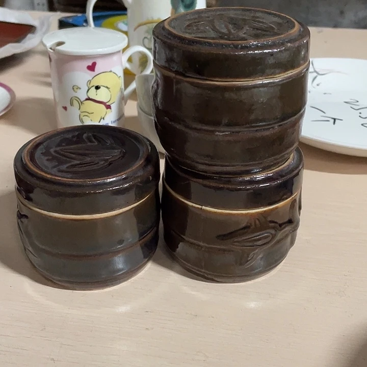 a***4杯竹节罐3个 老粗瓷