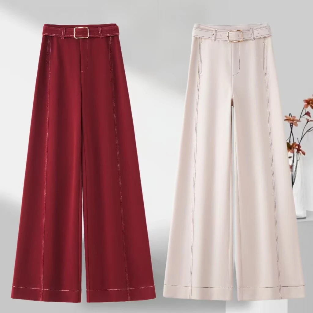 【三姐妹】冬季简约精致云柔阔腿裤时尚百搭显瘦垂感宽松长裤6899