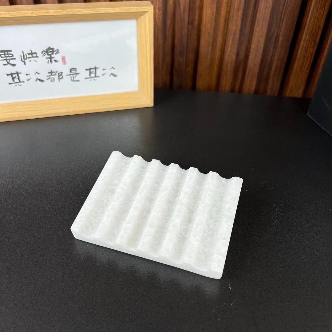 天然大理石奢石水晶白肥皂托---长12cm宽8.5cm厚1.8cm