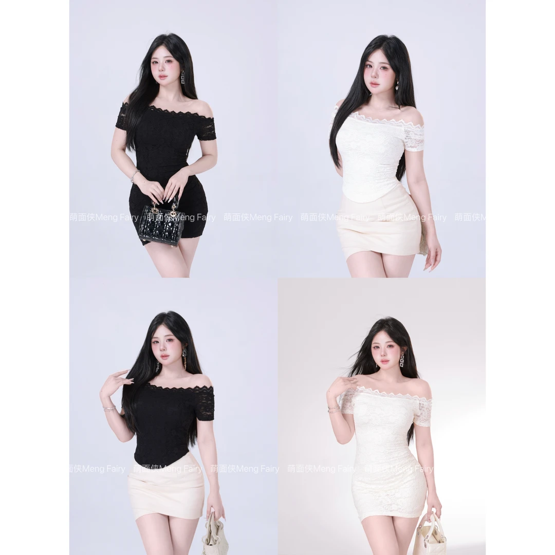 11.3清清萌面侠【欲系芭蕾】一字肩蕾丝韵味性感上衣4791M6132M