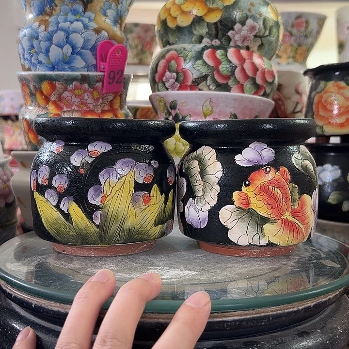 景德镇手绘花盆满38包邮偏远地区除外