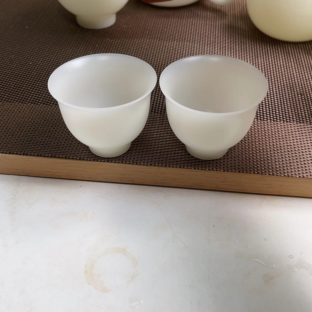 瓷片高档皙白玉瓷精品素烧客杯50cc2个