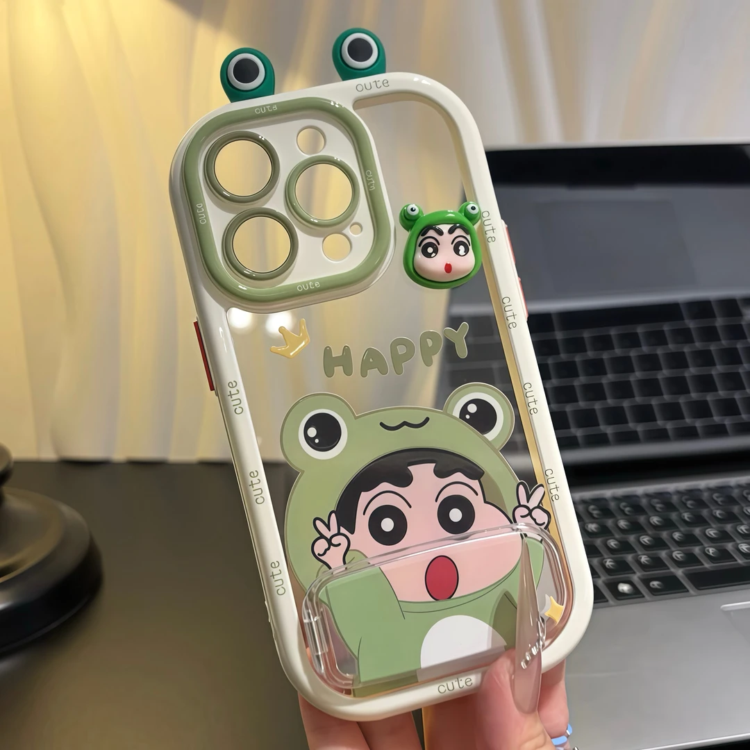 青蛙小新耳朵支架适用苹果16手机壳iPhone15小米14vivoppo华为p70