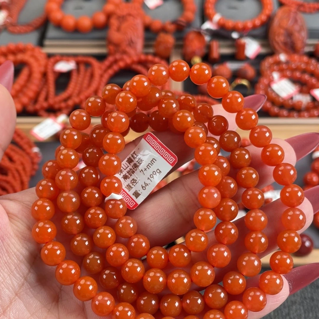 南红玛瑙未镶嵌手链保山南红多圈