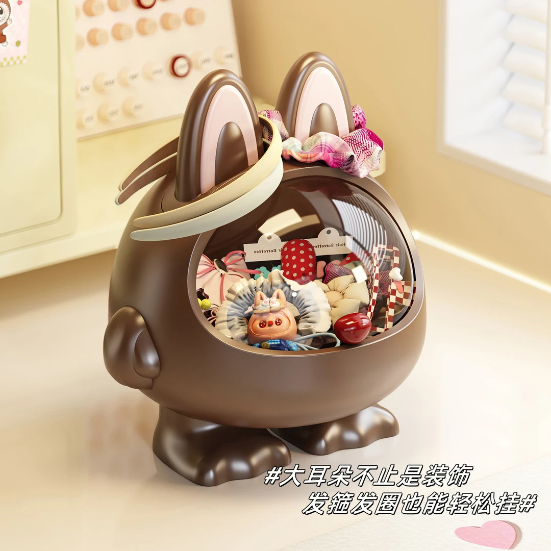 桌面发饰收纳盒创意少女风可爱多功能大容量发饰头绳带盖发箍整理