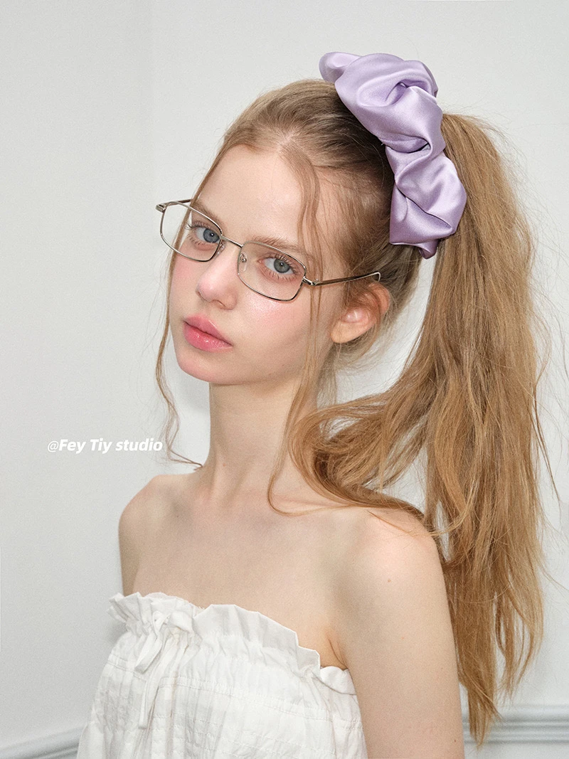 feytiy 葡萄奶油味~法式大肠发圈芭蕾风缎面肥肠圈