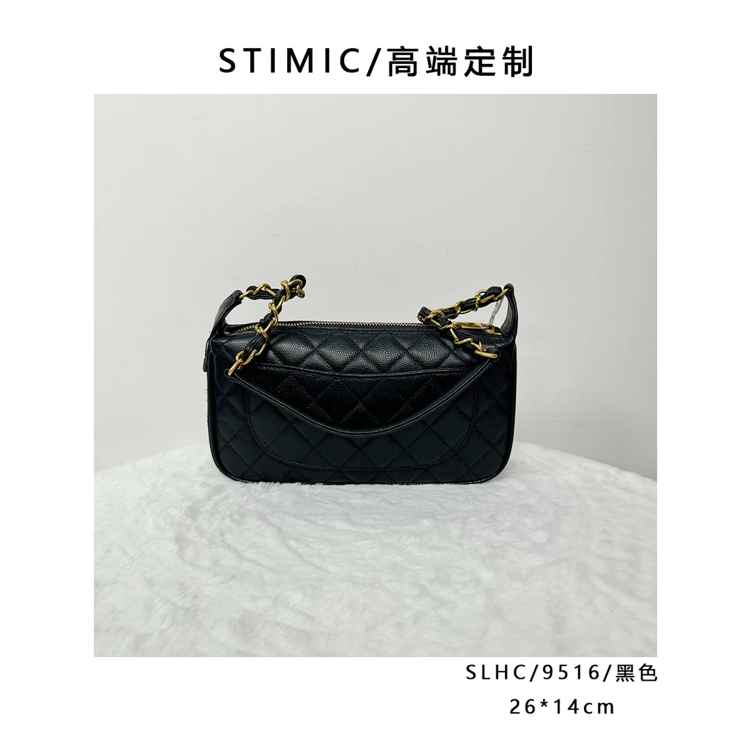 SLHC/9516/黑色高端订制手工蜡线女士时尚单肩轻奢斜挎包9516