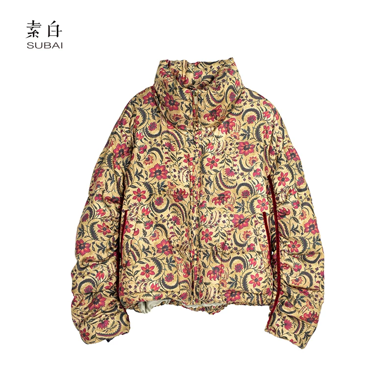 素白【花知晓】印花设计款加厚羽绒面包服SB2410CP00535