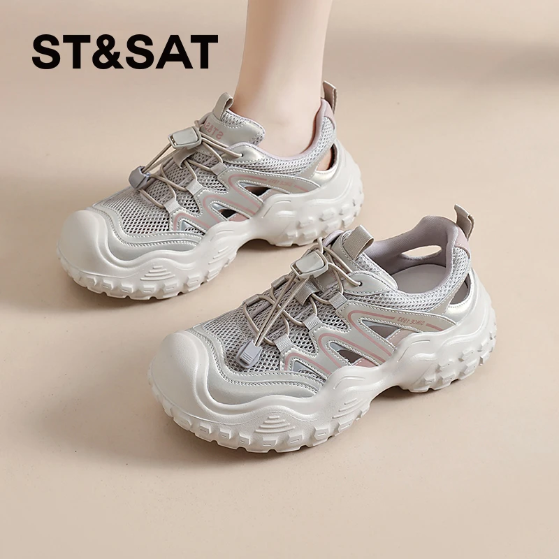 星期六镂空透气溯溪鞋女2025夏季新款薄款运动凉鞋户外防滑登山鞋