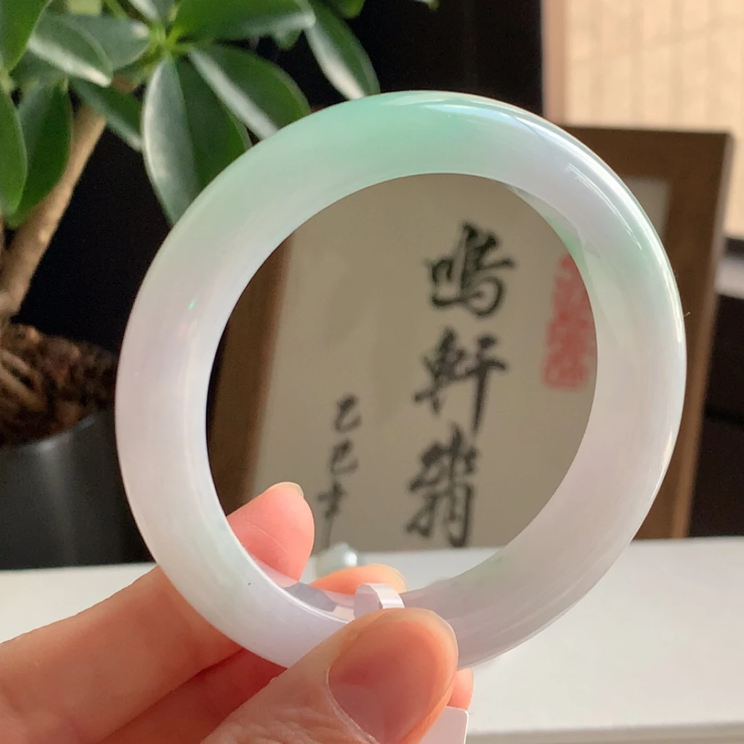 鸣轩翡翠手镯天然A货 AL081102 正圈55