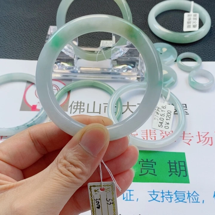 翡翠未镶嵌手镯美人条手镯52-53圈口