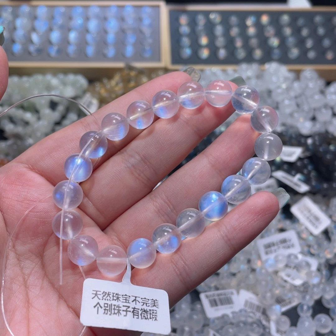 1***5长石手链未镶嵌蓝月光手链10mm