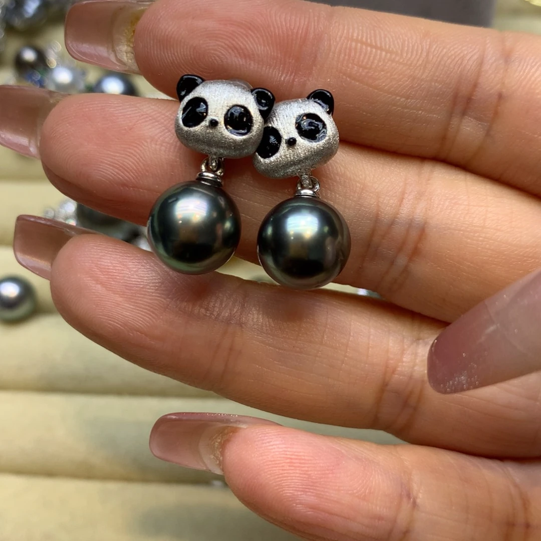 银S925镶嵌耳饰海水珍珠